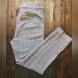 LOFT Women's Dress Pants Trousers High Ride Gray Plaid Size 4 Excellent Cond